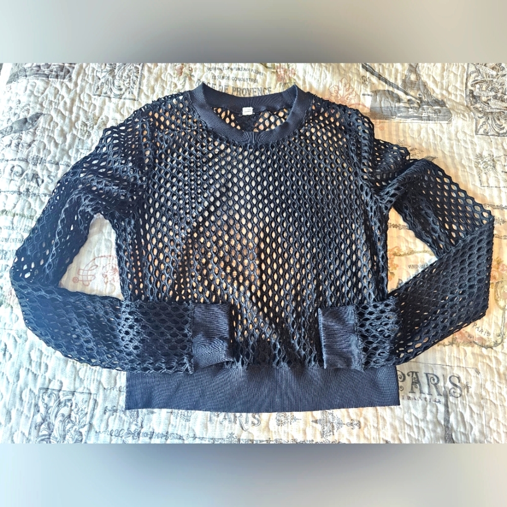 ALO Yoga Navy Mesh Long Sleeve Top